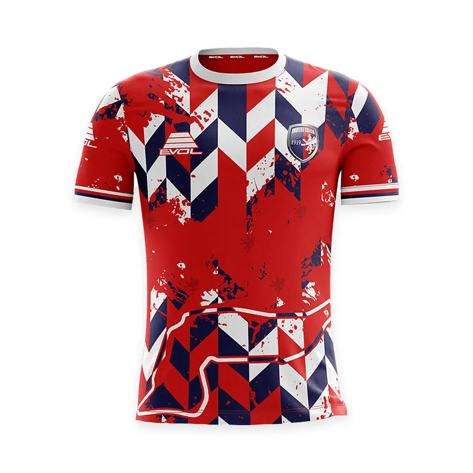 Maglia gara third 26/27 Imolese Calcio, rossa con motivo geometrico, fronte, foto 1 di 3