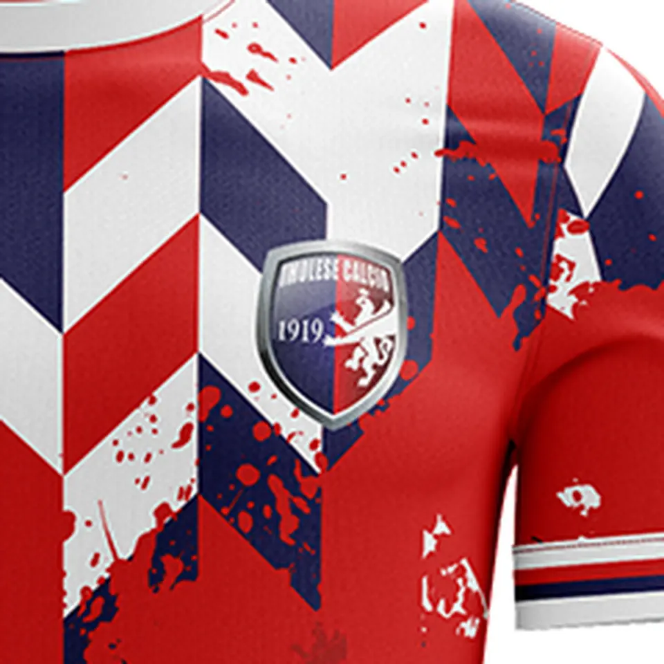 Maglia gara third 26/27 Imolese Calcio, rossa con motivo geometrico, dettaglio, foto 3 di 3