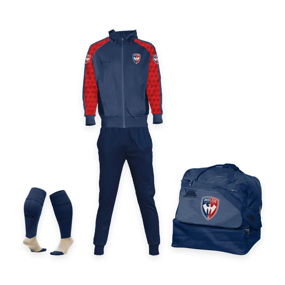 Kit scuola calcio Academy Imolese, capi affiancati, dettaglio, foto 3 di 3